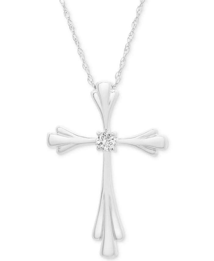 Macy's Diamond Accent Cross 18 Pendant Necklace - Macy's