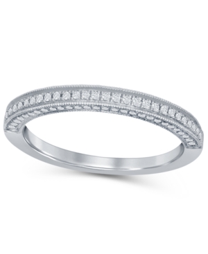 image of Diamond (1/4 ct. t.w.) Three Row Pave Band in 14K White Gold