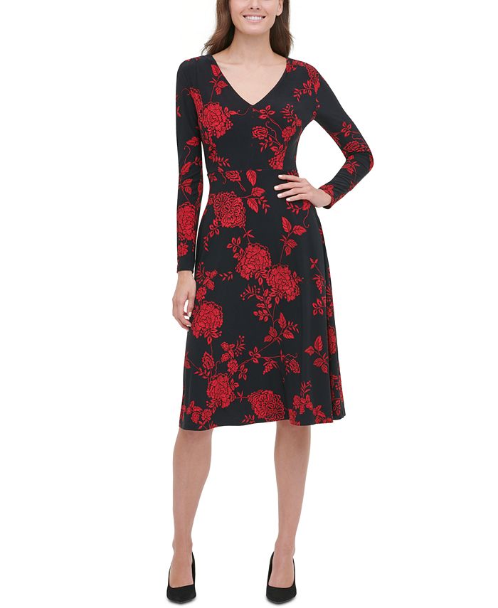 Tommy Hilfiger FloralPrint Fit & Flare Dress Macy's