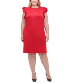 Plus Size Sheath Flutter Sleeve Dress