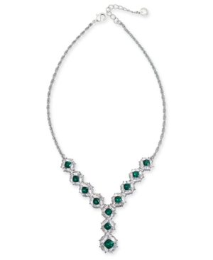 image of Charter Club Crystal & Stone Cluster Lariat Necklace, 17
