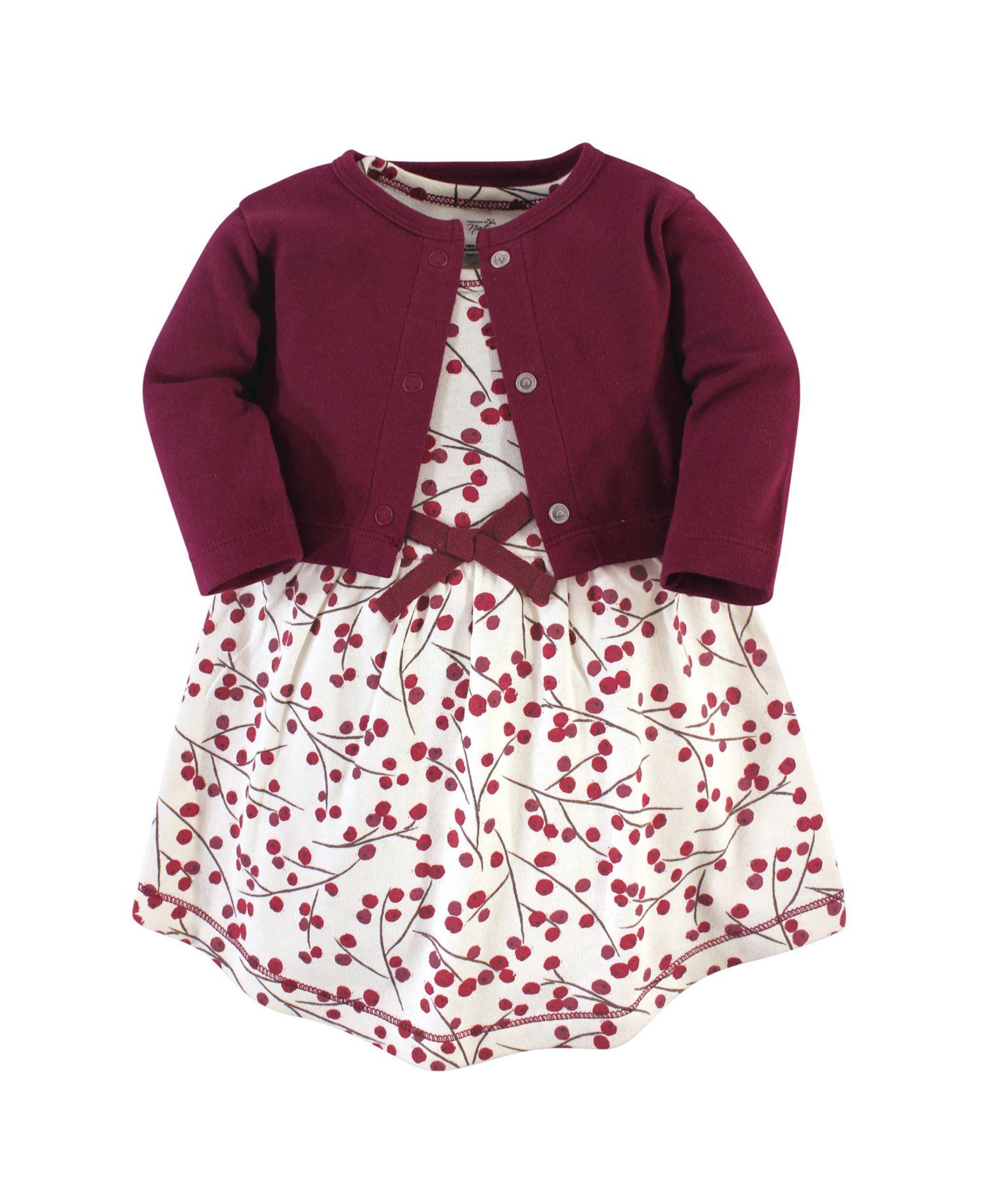 Baby Girls Comfy Natural Cotton Dress & Cardigan Set
