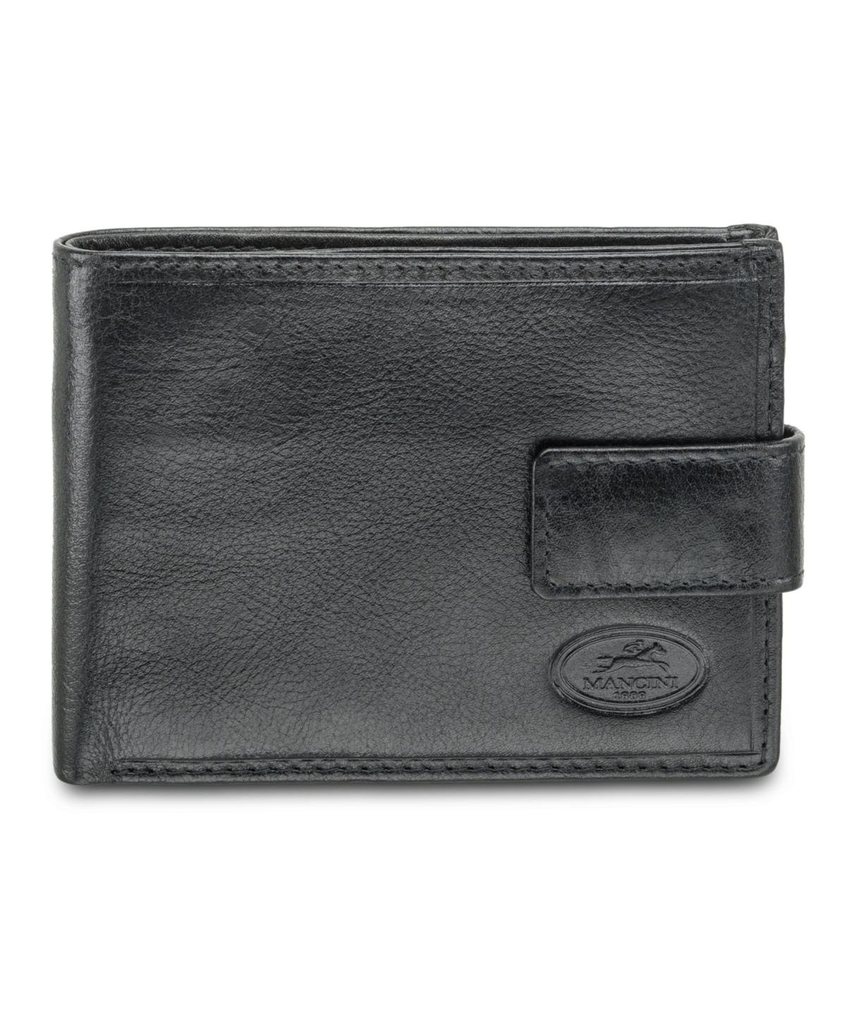 Men's Mancini Equestrian2 Collection Rfid Secure Wallet with Coin Pocket - Black