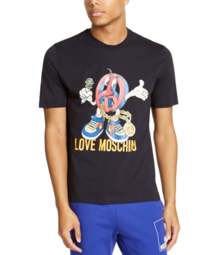 Love Moschino Men's Peace Man Logo Graphic T-shirt In Blue