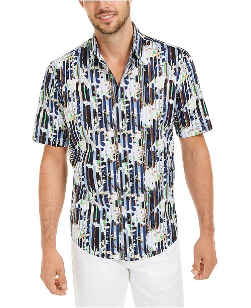 Alfani Men S Classic Fit Abstract Floral Stripe Shirt Created For