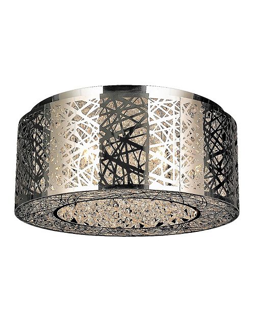 Worldwide Lighting Aramis 9 Light Chrome Finish Drum Shade With