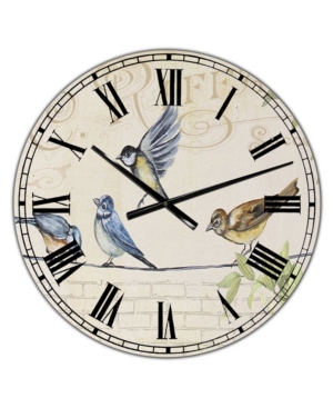Designart Birds Gathered On Wire Paris I Large Cottage Wall Clock - 36