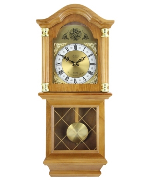 Bedford Clock Collection Classic 26" Wall Clock In Golden-tone Oak