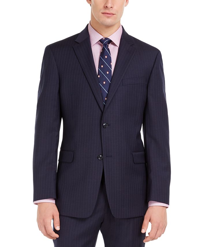 Tommy Hilfiger Men's Modern-Fit THFlex Stretch Navy Pinstripe Suit ...