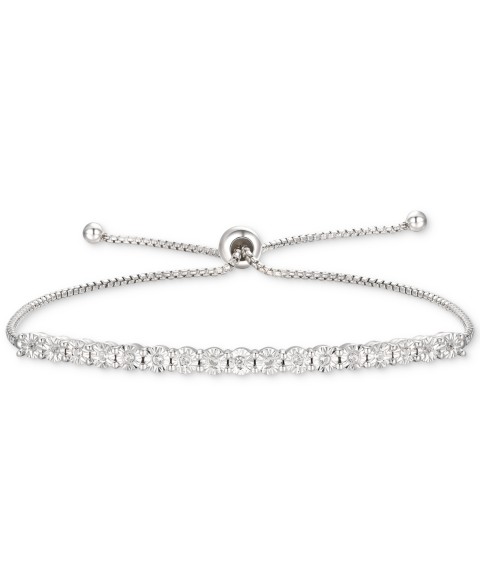 Украшения Macy's Diamond Bolo Bracelet (1/10 ct. t.w.) in Sterling Silver, 14k Gold-Plated Sterling Silver or 14k Rose Gold-Plated Sterling Silver