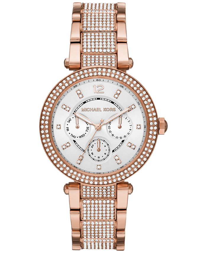 Michael Kors Women's Parker Rose Gold-Tone Pavé Stainless Steel Bracelet  Watch 39mm & Reviews - All Watches - Jewelry & Watches - Macy's