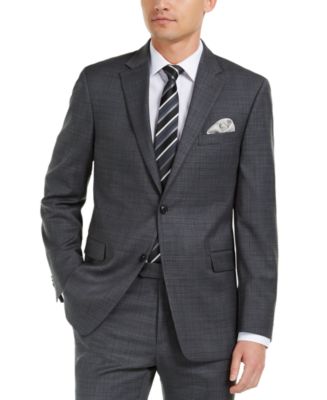 Tommy Hilfiger Men's Modern-Fit THFlex Stretch Gray/Blue Plaid Suit ...