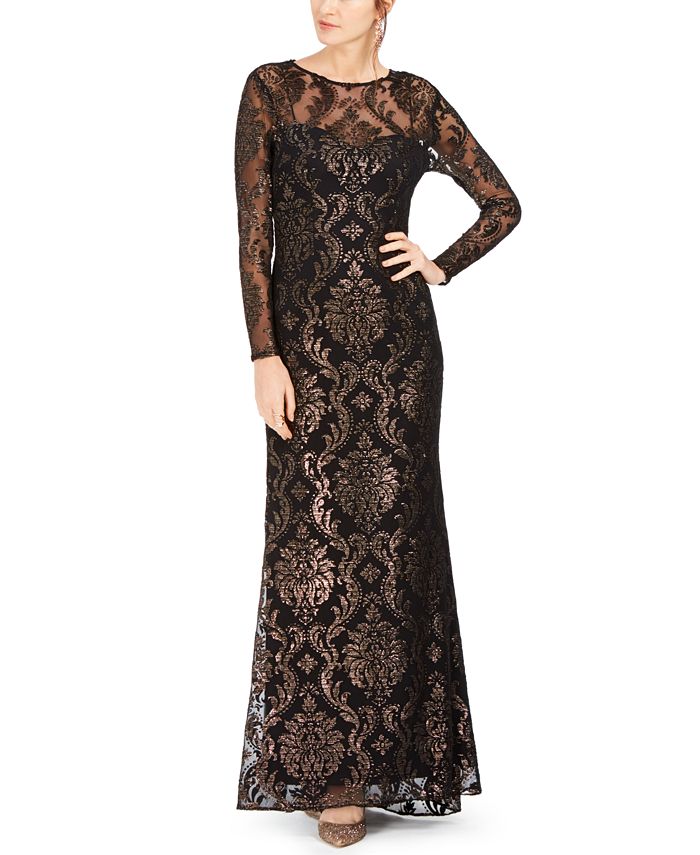Adrianna Papell Illusion Gown - Macy's