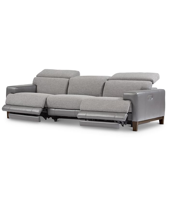 Furniture - Madiana 3-Pc. Fabric and Leather Sectional with 2 Power Recliners