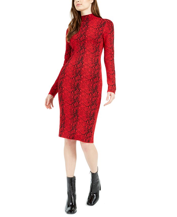 Macy's red store long sleeve dress