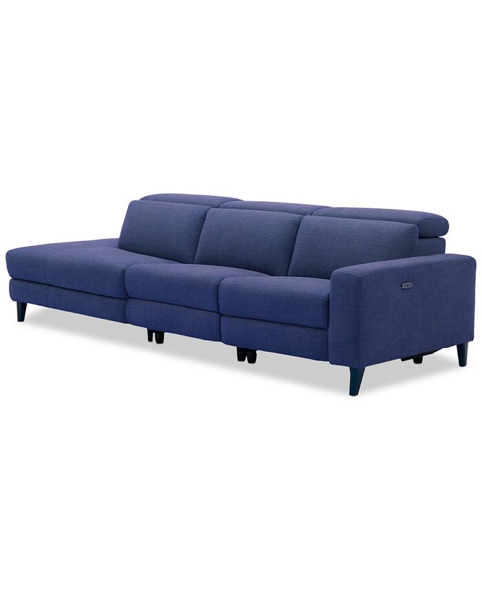 Furniture CLOSEOUT! Sleannah 3Pc. Fabric Bumper Sectional with 2 Power
