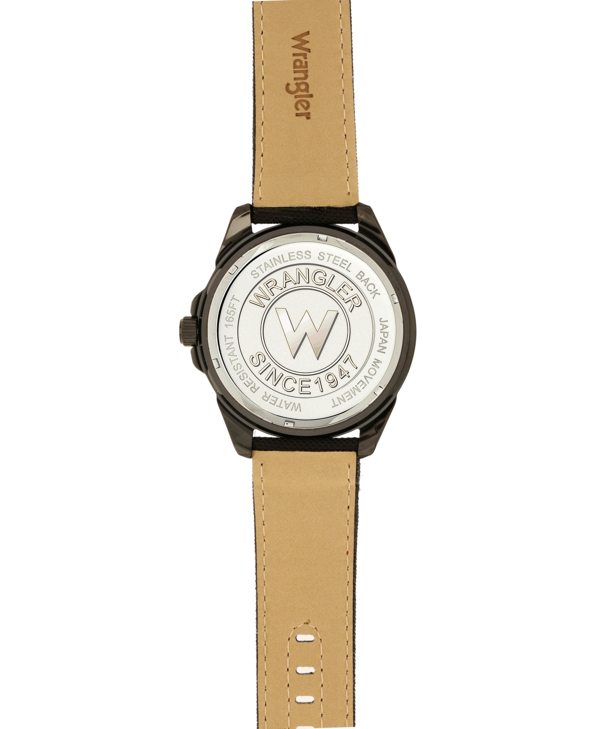Wrangler Men's Watch, 50MMCase,Bezel, White Arabic Markers,Sand Satin Dial with Yellow Arabic Markers, White Second Hand, Crescen