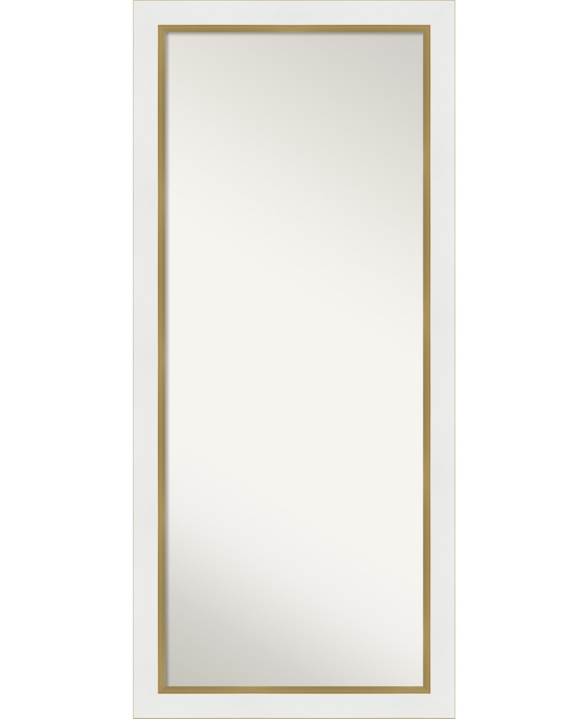 Eva Gold-tone Framed Floor/Leaner Full Length Mirror, 29.25" x 65.25" - White