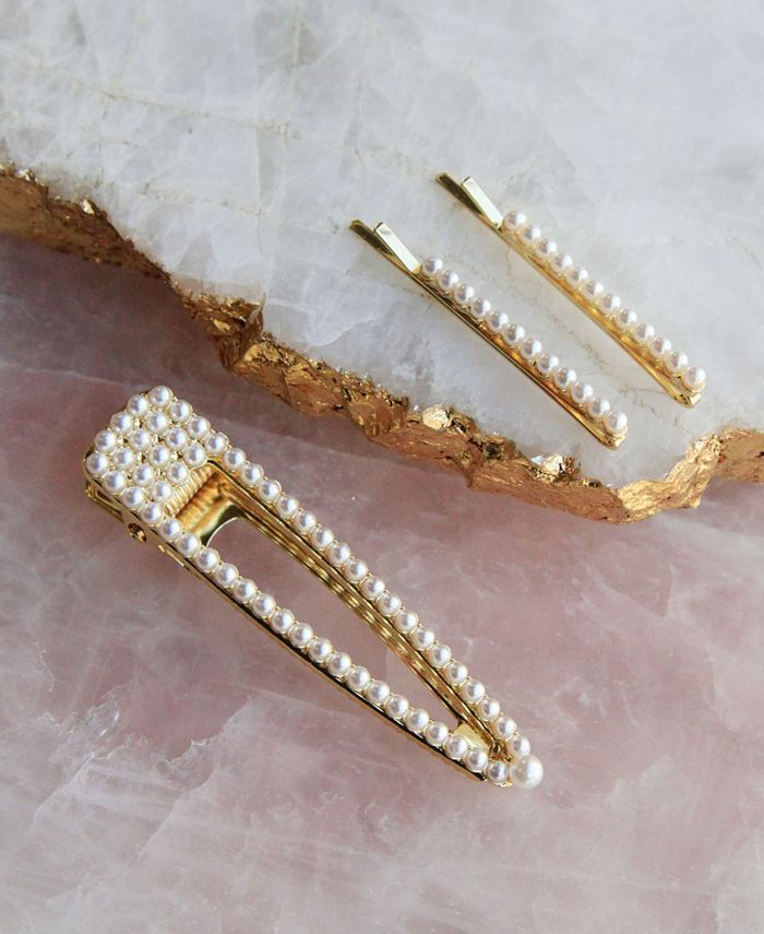 Soho Style String of Pearls Bobby Pin and Hair Clip 3 Piece Set - Macy's