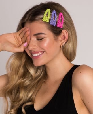 Beaded Neon Hair Clip 3 Piece Set