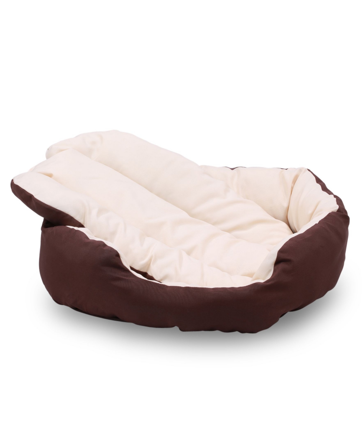 Happycare Textiles Durable Bolster Sleeper Oval Pet Bed with Removable Reversible Insert Cushion and Additional Two Pillow,