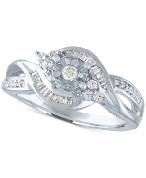 image of Diamond Baguette Swirl Promise Ring (1/4 ct. t.w.) in Sterling Silver