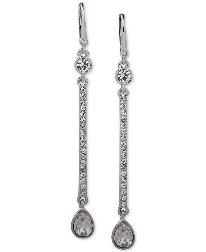 DKNY SilverTone Crystal Linear Drop Earrings Macy's