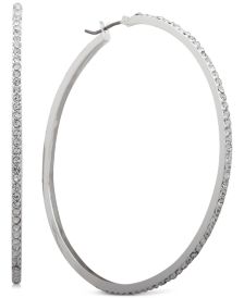 Medium Silver-Tone Pavé Hoop Earrings 2", Created for Macy's