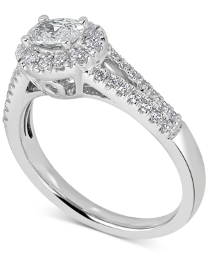 image of Diamond Oval Halo Engagement Ring (3/4 ct. t.w.) in 14k White Gold