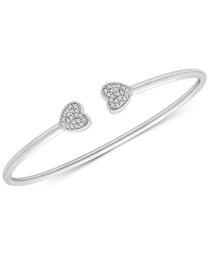Macy's Diamond Heart Cuff Bracelet (1/5 ct. t.w.) in Sterling Silver