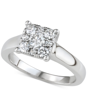 image of Diamond Square Halo Engagement Ring (3/4 ct. t.w.) in 14k White Gold
