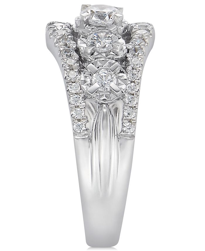 Macy's - Diamond Five Stone Openwork Ring (1 ct. t.w.) in 14k White Gold