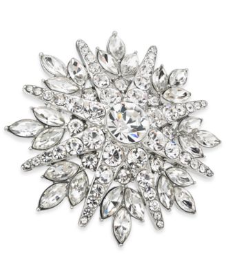 Charter Club - Silver-Tone Crystal Snowflake Box Pin