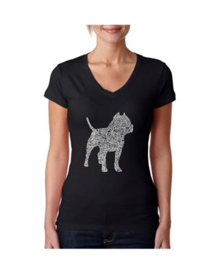 LA Pop Art Women's Word Art V-Neck T-Shirt - Pitbull - Macy's