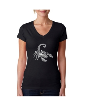 image of La Pop Art Women-s Word Art V-Neck T-Shirt - Types of Scorpions