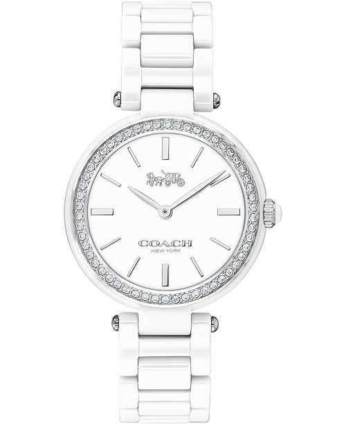 Coach Women S Park White Ceramic Bracelet Watch 30mm Reviews Watches Jewelry Watches Macy S