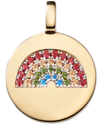 CHARMBAR - Swarovski Zirconia Reversible Rainbow Charm Pendant in 14k Gold-Plated Sterling Silver