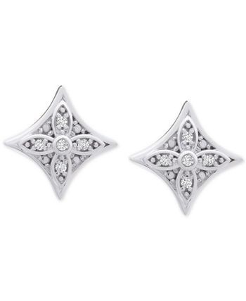 Macy's - Diamond Star Stud Earrings (1/10 ct. t.w.) in Sterling Silver