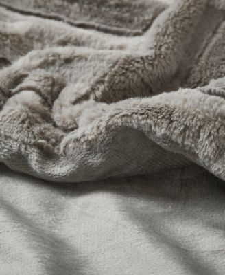 Arctic Checkerboard Plush Faux-Fur Throw, 50" x 60"