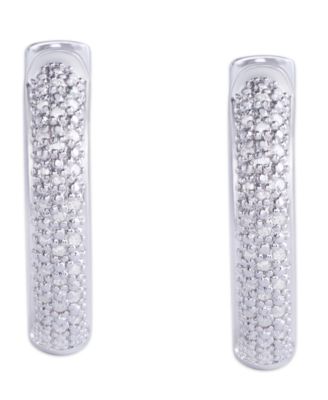 Diamond 1/4 ct. t.w. Pave Hoop Earrings in Sterling Silver