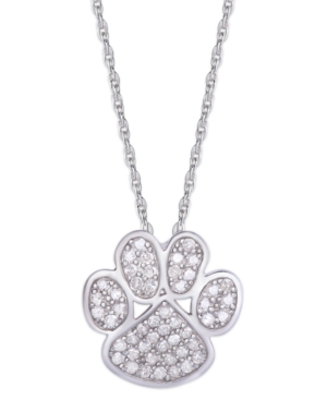 image of Diamond 1/4 ct. t.w. Paw Print Pendant Necklace in Sterling Silver