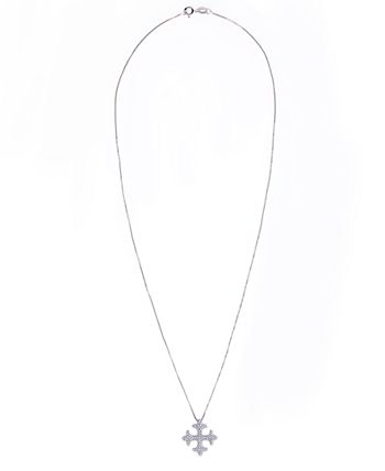 Macy's - Diamond 1/3 ct. t.w. Maltese Cross Pendant Necklace in Sterling Silver