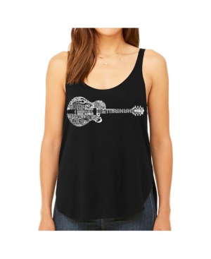 image of La Pop Art Women-s Premium Word Art Flowy Tank Top- Country Guitar