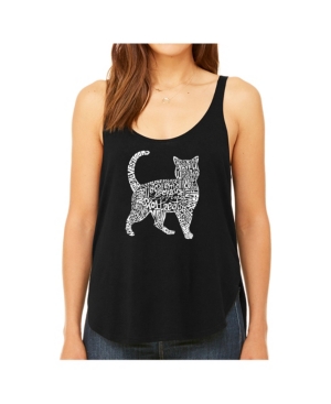 image of La Pop Art Women-s Premium Word Art Flowy Tank Top- Cat