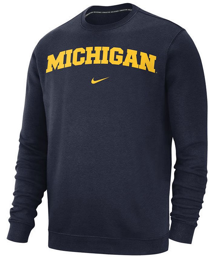 Nike Men's Michigan Wolverines Club Fleece Crewneck Sweatshirt ...