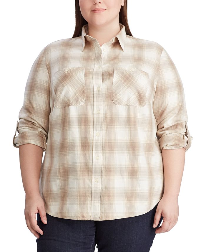 Lauren Ralph Lauren Plus Size Plaid RollTabSleeve Shirt Macy's