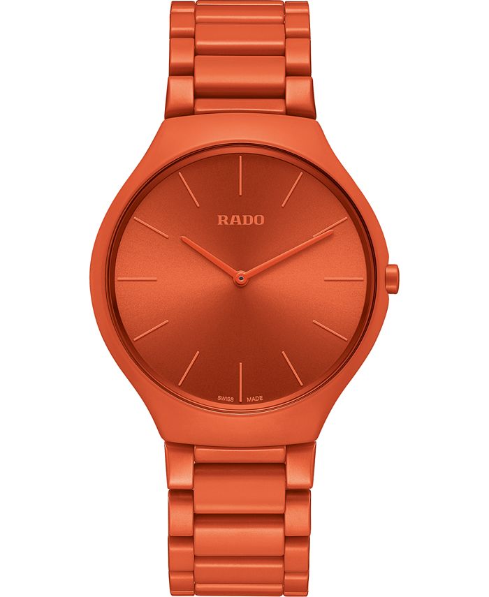 Rado - Unisex Swiss True Thinline Les Couleurs Le Corbusier Red High-Tech Ceramic Bracelet Watch 39mm