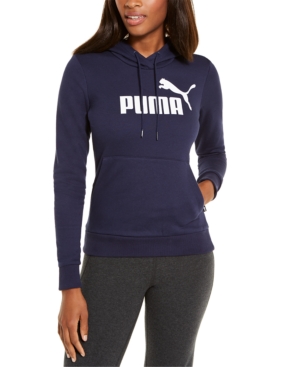 Puma Women's Logo Fleece Hoodie In Cotton Black