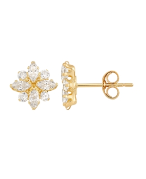 image of Swarovski Crystal(1-5/8 ct. t.w.)Flower Cluster Stud Earrings in 14k Yellow Gold