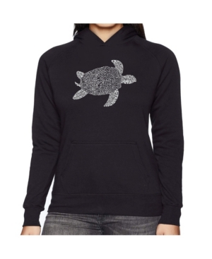 image of La Pop Art Women-s Word Art Hooded Sweatshirt -Turtle
